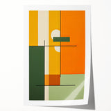 Modern Dining Room Art – Geometric Orange & Green Wall Print