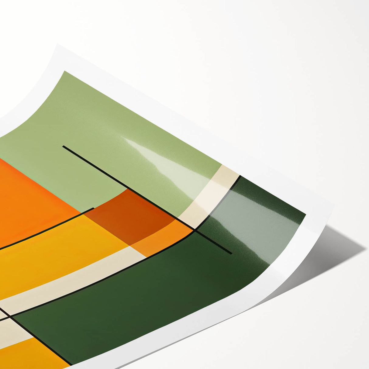 Modern Dining Room Art – Geometric Orange & Green Wall Print