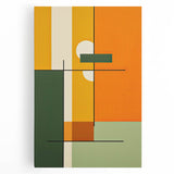 Modern Dining Room Art – Geometric Orange & Green Wall Print