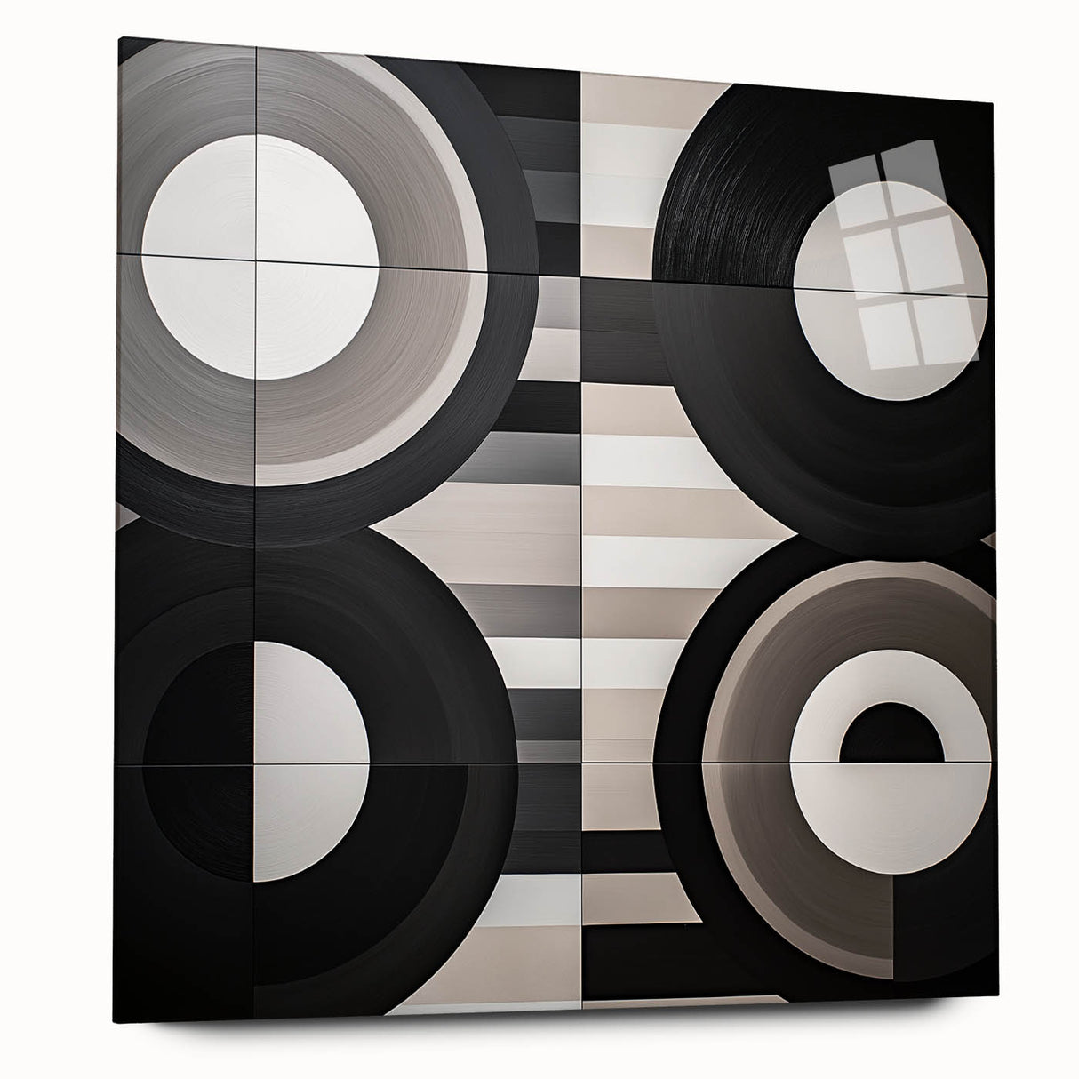Modern Monochrome Living Room Wall Art - Abstract Canvas Print