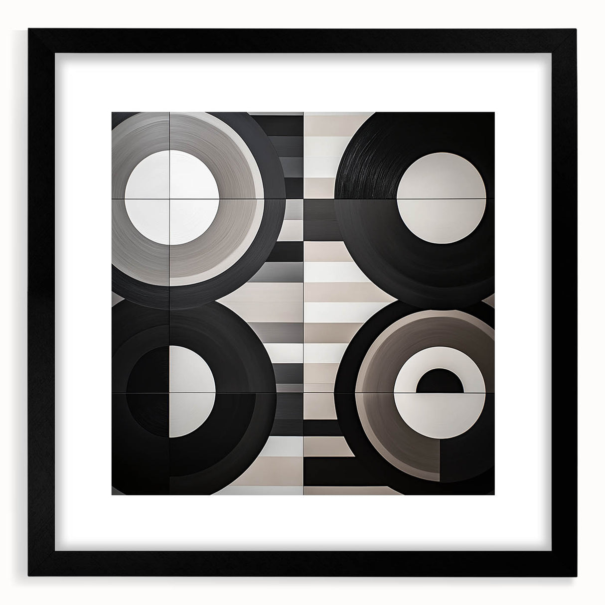 Modern Monochrome Living Room Wall Art - Abstract Canvas Print