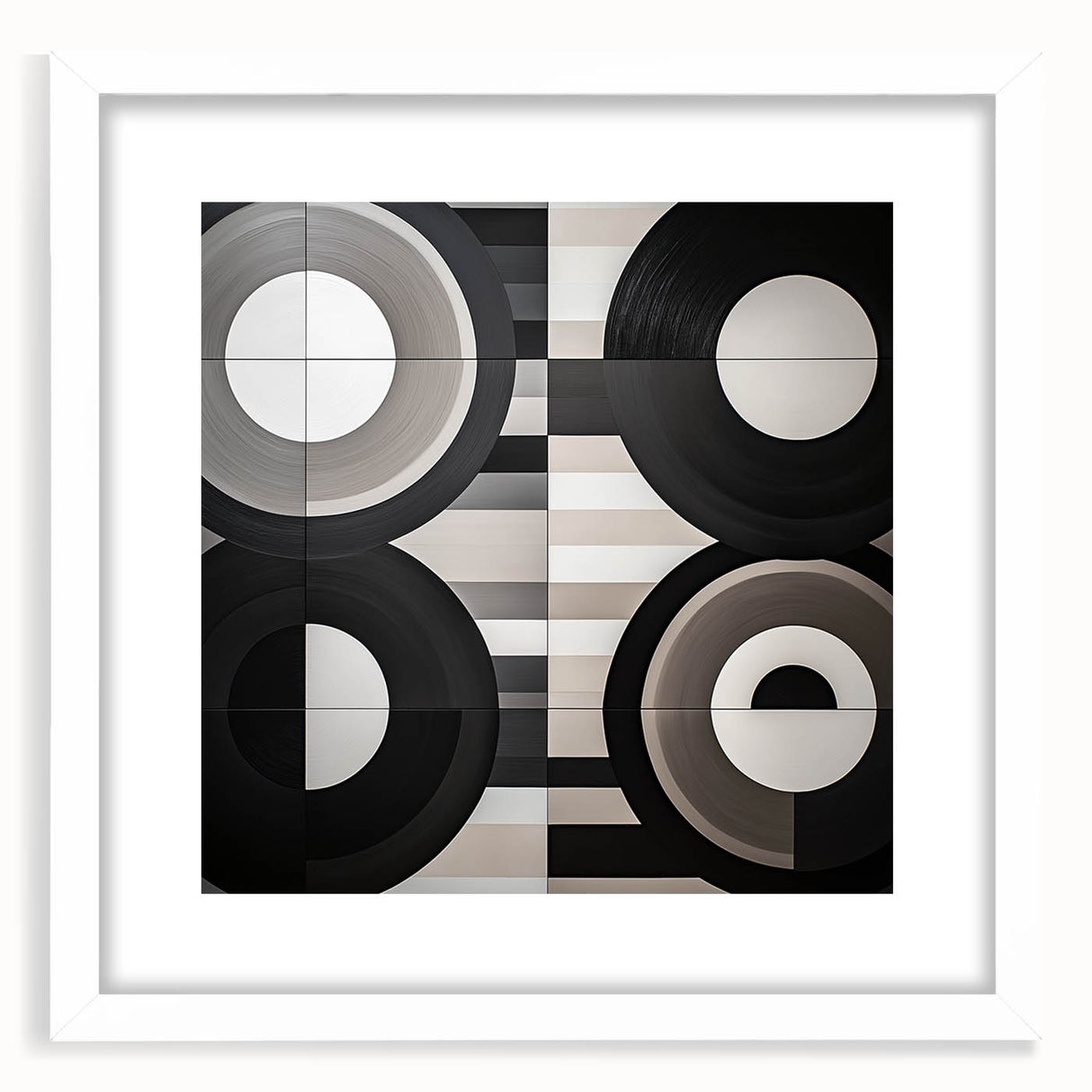Modern Monochrome Living Room Wall Art - Abstract Canvas Print