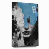 Abstract figurative acrylic artwork displayed from a side view, showcasing vibrant colors and smooth glass finish, perfect for contemporary home decor.