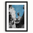 Abstract figurative art framed in black with a mat, showcasing unique shapes and colors that enhance modern decor, perfect for contemporary art enthusiasts.