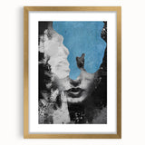 Abstract figurative art frame with a gold mat, showcasing a modern artistic design. Ideal for contemporary home decor, adding elegance to any space.