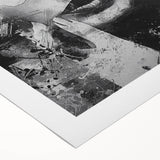 Abstract figurative wall art canvas showcasing vibrant colors and fluid shapes, elegantly rolled and packaged in a protective cardboard tube for easy display.