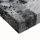 Close-up of a vibrant abstract figurative stretched canvas art piece showcasing bold colors and dynamic shapes, perfect for modern home décor or artistic spaces.