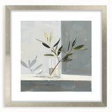 Abstract floral wall art print in a sleek silver frame with a white mat, showcasing vibrant colors and intricate details, perfect for modern home decor.