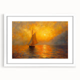 Abstract landscape wall art framed with a white mat, showcasing vibrant colors and unique shapes, perfect for modern home decor or art enthusiasts.