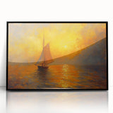 Framed abstract landscape wall art featuring vibrant colors and bold shapes, designed to enhance modern interior decor with a sleek black frame. Perfect for living rooms or offices.