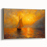 Framed canvas wall art showcasing an abstract landscape design with a silver frame, highlighting vibrant colors and dynamic shapes for modern decor.