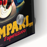 Large abstract wall art in vibrant orange and yellow hues on acrylic glass, ideal for dining room ambiance.