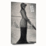 Monochrome Pointillism Art - Woman with Parasol - Seurat’s Graceful Print