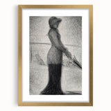 Monochrome Pointillism Art - Woman with Parasol - Seurat’s Graceful Print