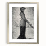 Monochrome Pointillism Art - Woman with Parasol - Seurat’s Graceful Print