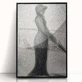 Monochrome Pointillism Art - Woman with Parasol - Seurat’s Graceful Print