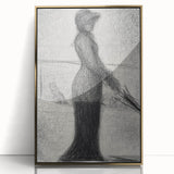Monochrome Pointillism Art - Woman with Parasol - Seurat’s Graceful Print