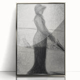 Monochrome Pointillism Art - Woman with Parasol - Seurat’s Graceful Print