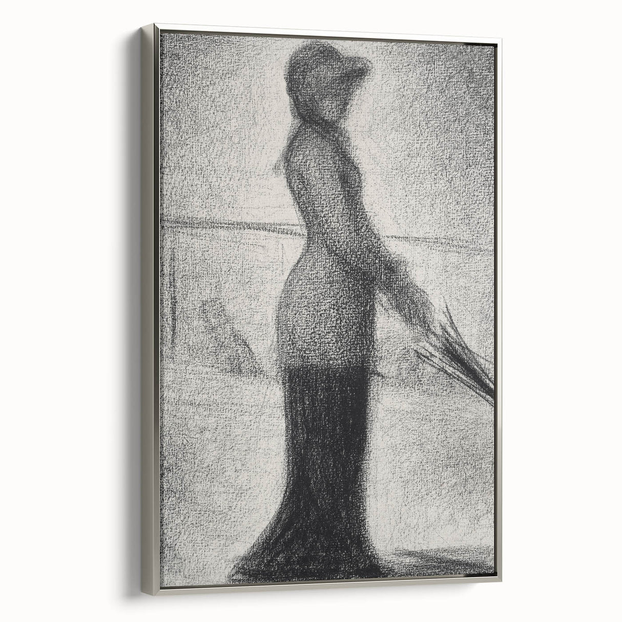 Monochrome Pointillism Art - Woman with Parasol - Seurat’s Graceful Print