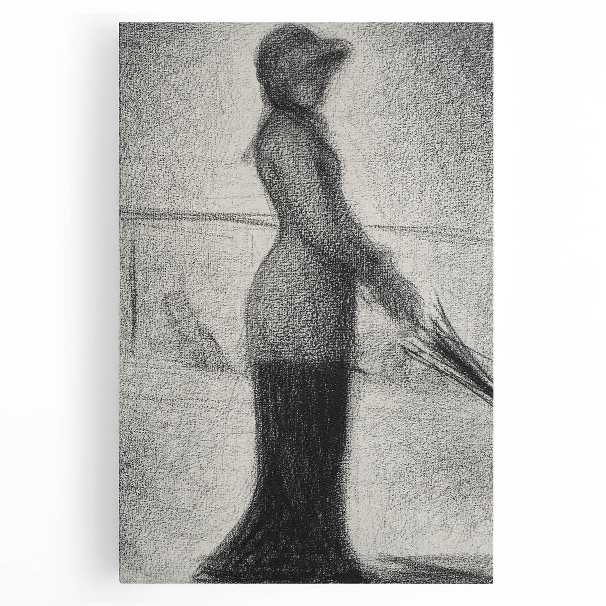 Monochrome Pointillism Art - Woman with Parasol - Seurat’s Graceful Print