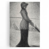 Monochrome Pointillism Art - Woman with Parasol - Seurat’s Graceful Print