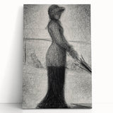 Monochrome Pointillism Art - Woman with Parasol - Seurat’s Graceful Print
