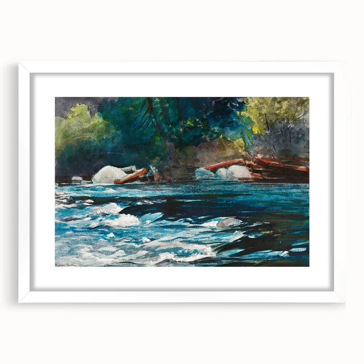 Realism Art Prints - The Rapids, Hudson River by Winslow Homer Nature Art