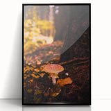 Large abstract wall art depicting fall themes in orange and brown hues on framed acrylic.