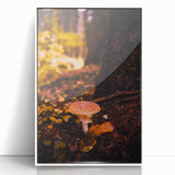 Art deco poster featuring a stylized autumn tree in orange and red tones on a white acrylic frame.