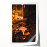 Extra large rolled print featuring a fall-themed floral design in warm orange and red tones, ideal for art wall dining room.