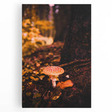 Black and white stretched canvas featuring a minimalist tree in fall, ideal for kitchen wall art.