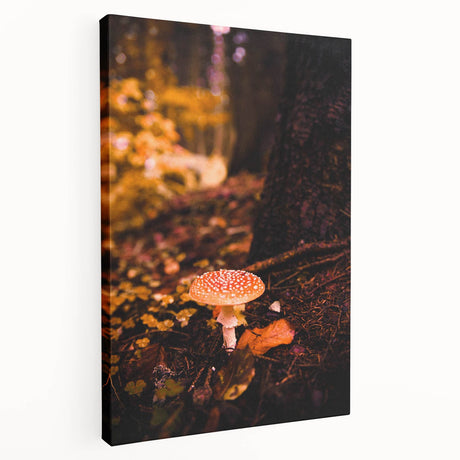 Abstract depiction of fall season in orange and brown tones on a large stretched canvas, ideal for kitchen wall art.
