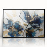 Elegant Blue Floral Living Room Wall Art - Modern Canvas Print
