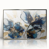 Elegant Blue Floral Living Room Wall Art - Modern Canvas Print