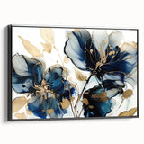 Elegant Blue Floral Living Room Wall Art - Modern Canvas Print