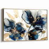 Elegant Blue Floral Living Room Wall Art - Modern Canvas Print