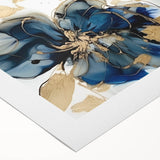 Elegant Blue Floral Living Room Wall Art - Modern Canvas Print