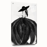 Abstract figurative acrylic artwork displayed from a side view, featuring vibrant colors and dynamic shapes, secured with decorative pins on a glass surface.