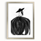 Abstract figurative artwork in a silver frame with matting, showcasing modern artistic design and intricate details, perfect for home decor and enhancing interior aesthetics.