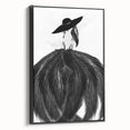 Abstract figurative framed canvas art showcasing a black side view design with intricate shapes and textures, perfect for modern home decor and artistic expression.