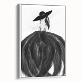 Abstract figurative framed canvas artwork showcasing a white background with vivid color accents, ideal for modern home decor, adding a touch of elegance and creativity.