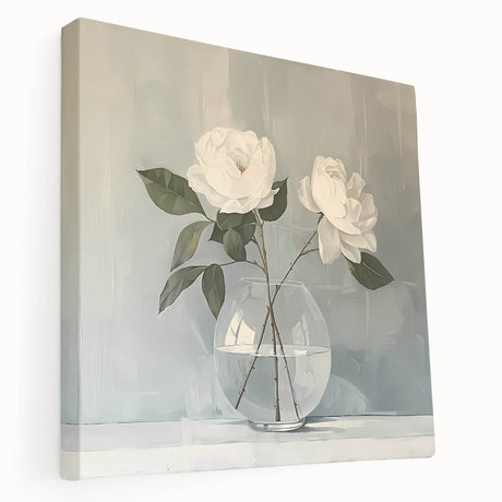 Abstract floral wall art on stretched canvas showcases vibrant hues of pink and green, enhancing modern decor. Ideal for living room or office spaces.