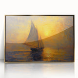 Framed abstract landscape wall art featuring vibrant gold accents and a modern design, ideal for enhancing contemporary home decor. Perfect for living rooms or offices.