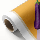 Art Deco style poster featuring an array of fruits in bold colors on rolled canvas.