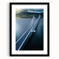 Black landscape bridge frame with a mat, showcasing a sleek front view design, perfect for contemporary decor. Ideal for displaying artwork or photographs.