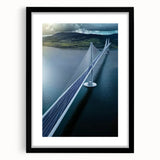 Black landscape bridge frame with a mat, showcasing a sleek front view design, perfect for contemporary decor. Ideal for displaying artwork or photographs.