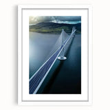 Landscape bridge frame with a white mat, showcasing a modern design that enhances any decor. Ideal for home or office display, emphasizing elegance and sophistication.