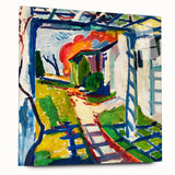 Modernist Garden Scene - Vibrant Wall Art of Grape Arbor and Sunlight