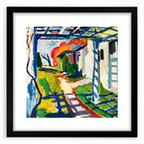 Modernist Garden Scene - Vibrant Wall Art of Grape Arbor and Sunlight