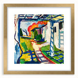 Modernist Garden Scene - Vibrant Wall Art of Grape Arbor and Sunlight